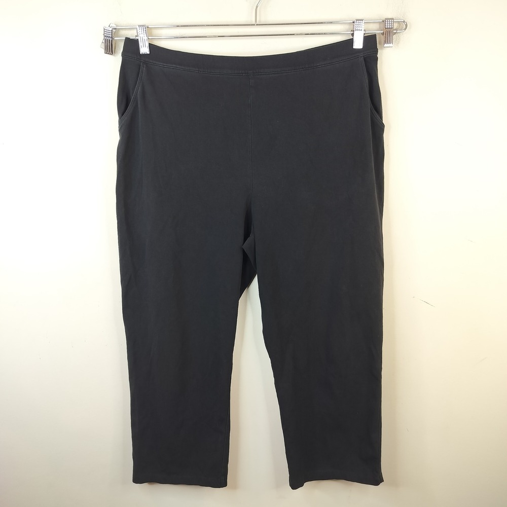 LL Bean Cropped Pants w/ Pockets XL Regular Cotton Spandex Casual Black
